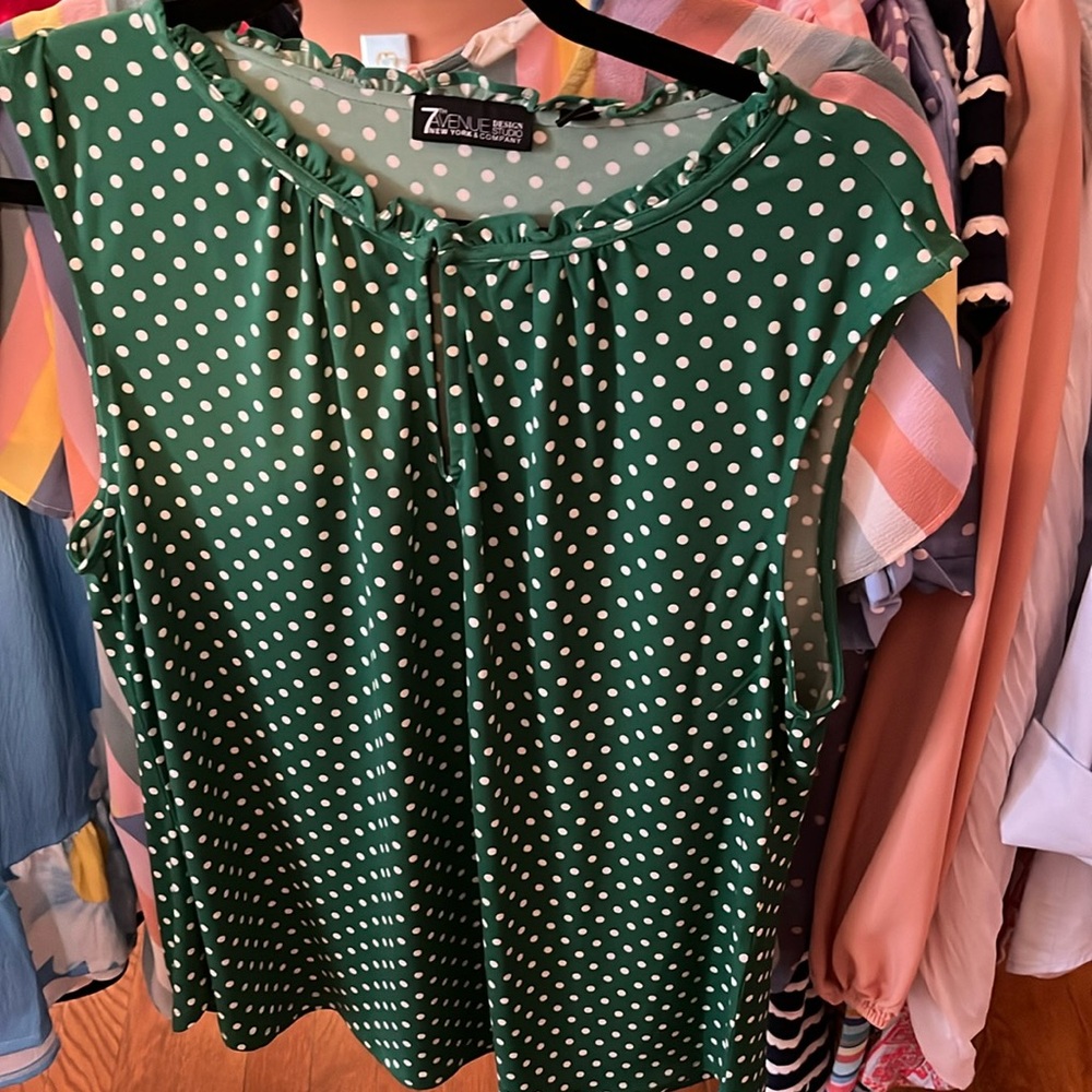Green with with polka dots top